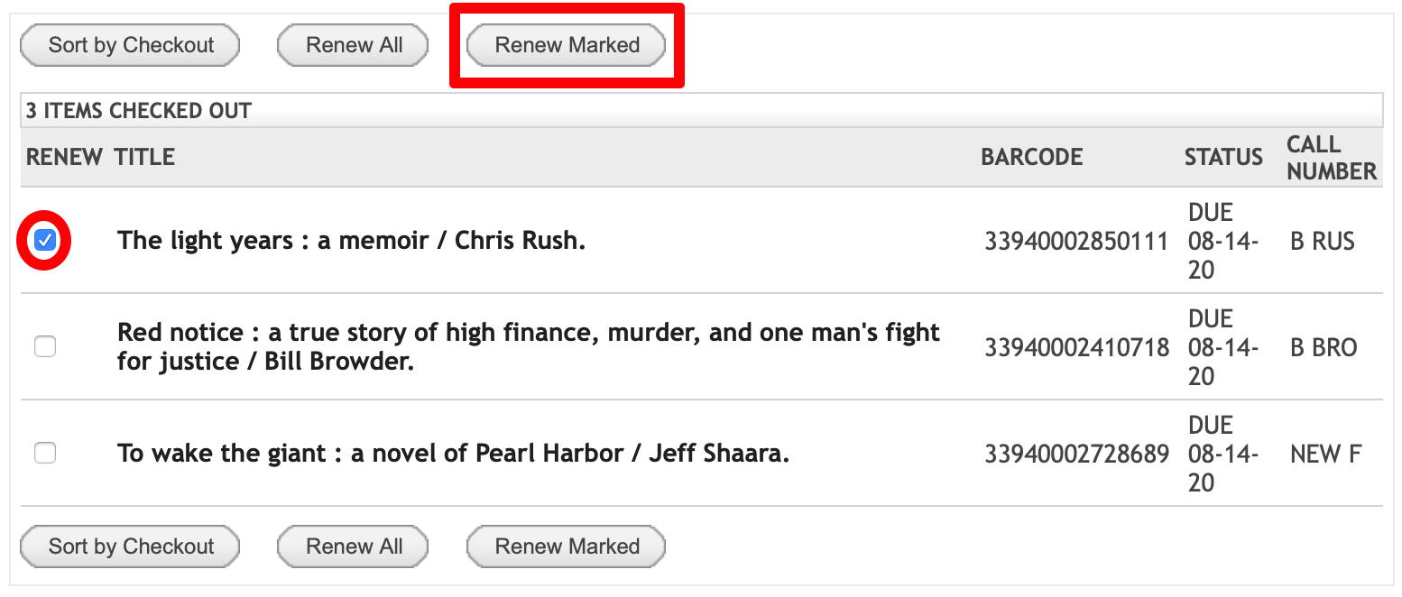 Items to Renew