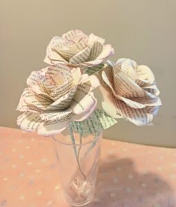 upcycled book page paper roses