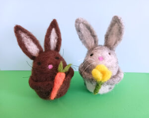 needle felted bunnies